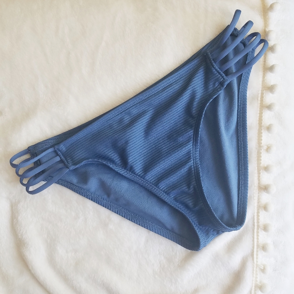 Full Coverage Blue Strappy Bikini Bottoms